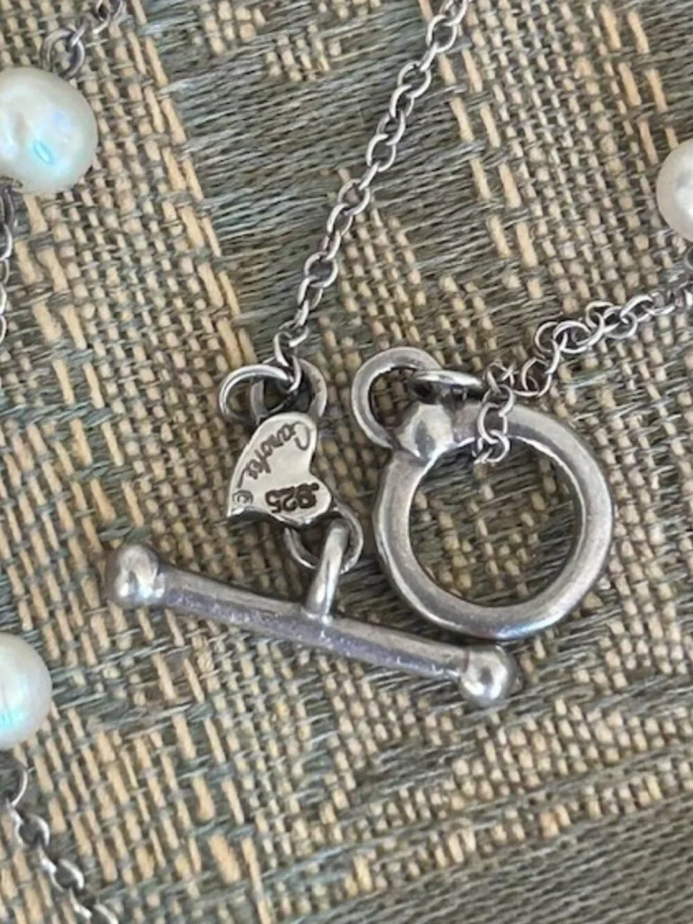 CAROLEE Sterling Silver Freshwater Pearl & Toggle Clasp NECKLACE_7